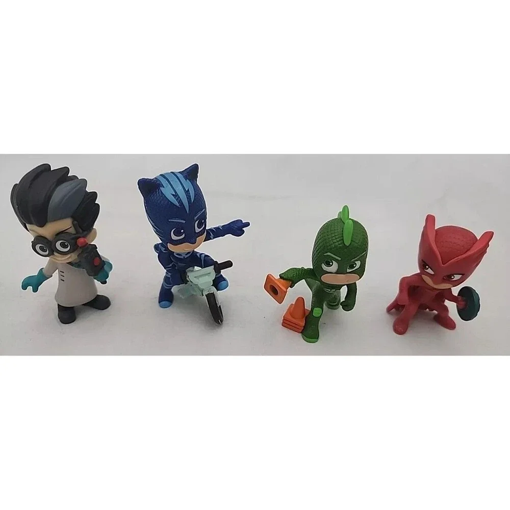 Action Figures PJ Masks 3.5 Inch Set 4 Romeo, Catboy & Bike, Gecko Greg, Owlette